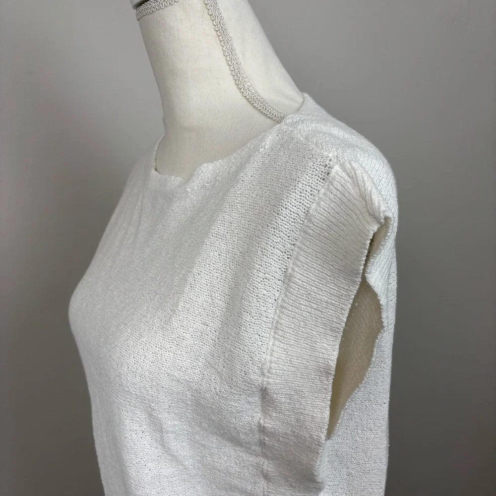 Ann Taylor Factory Top Womens Med White Breathable Lightweight Blouse Sweater - Picture 5 of 11